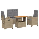 vidaXL Ensemble à manger de jardin coussins 4 Pièces beige résine tressée