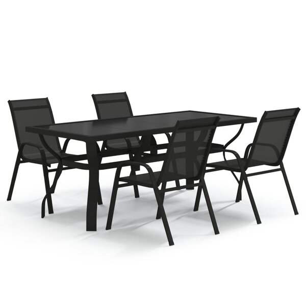vidaXL Ensemble à manger de jardin 5 Pièces Noir