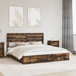 vidaXL Lit de Rangement Chêne fumé 180 x 200 cm Bois d'ingénierie