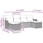 vidaXL Ensemble de canapé de jardin avec coussin 6 Pièces Gris Poly rotin