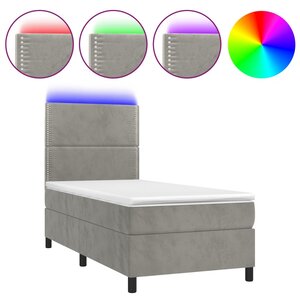 vidaXL Sommier à lattes de lit avec matelas et LED Gris clair 90x190cm