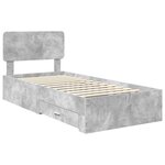vidaXL Cadre de lit Gris béton 90 x 190 cm Bois d'ingénierie