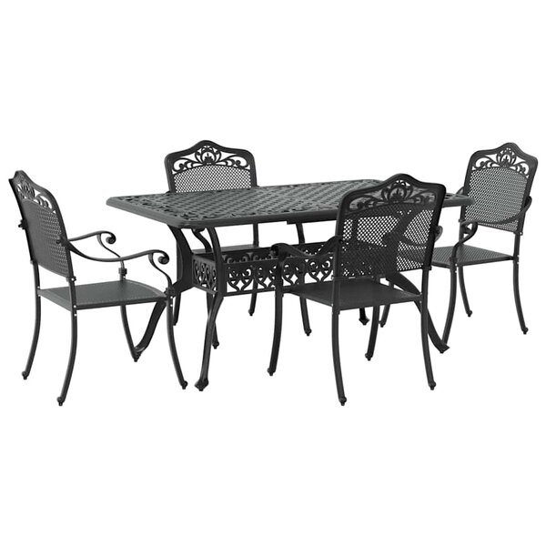 vidaXL Ensemble de salle à manger pour jardin 5 Pièces Noir Aluminium