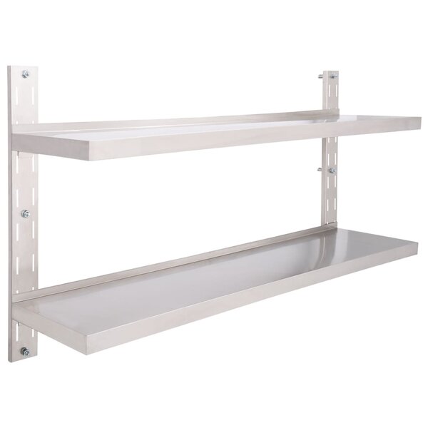 vidaXL Étagère murale à 2 niveaux Acier inoxydable 150x30 cm