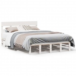 vidaXL Cadre de lit sans matelas blanc 140x190 cm bois de pin massif