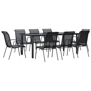 vidaXL Ensemble à manger de jardin 9 Pièces noir textilène et acier