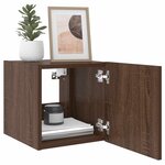 vidaXL Meuble TV mural avec lumières LED chêne marron 30 5x35x30 cm