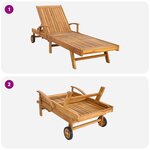 vidaXL Chaise longue avec coussin 100  Polyester Teck Solide