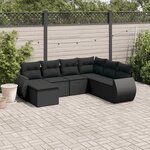 vidaXL Salon de jardin 7 Pièces avec coussins noir résine tressée