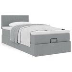 vidaXL Lit ottoman avec matelas gris clair 100x200 cm tissu
