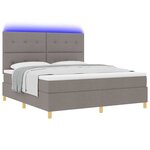vidaXL Lit à ressort LED avec matelas Taupe 180 x 200 cm tissu