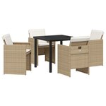 vidaXL Ensemble de salle à manger jardin de 5 pièces avec coussins en rattan poly beige