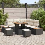 vidaXL Ensemble de canapé de jardin avec coussin 8 Pièces Noir et Crème