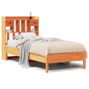 vidaXL Lit bibliothèque sans matelas cire marron 75x190 cm pin massif