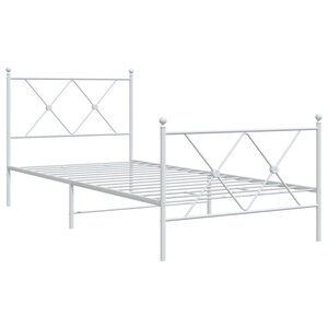 vidaXL Cadre de lit métal avec tête de lit/pied de lit blanc 90x190 cm