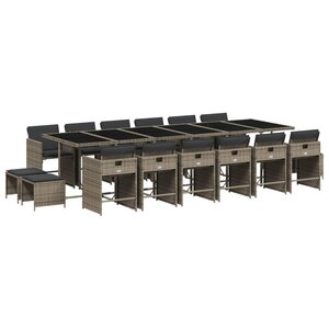 vidaXL Ensemble à manger de jardin 17 Pièces et coussins résine tressée