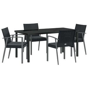 vidaXL Ensemble de salle à manger pour jardin 5 Pièces Noir Poly rotin