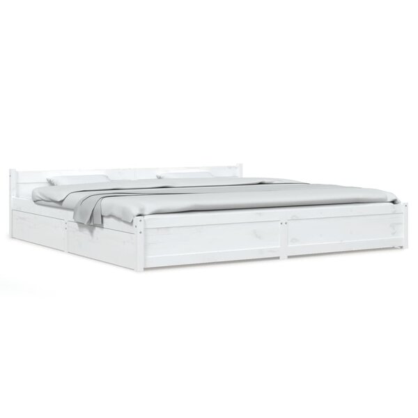 vidaXL Cadre de lit sans matelas avec tiroirs blanc 200x200 cm