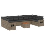 vidaXL Salon de jardin 11 Pièces avec coussins gris résine tressée