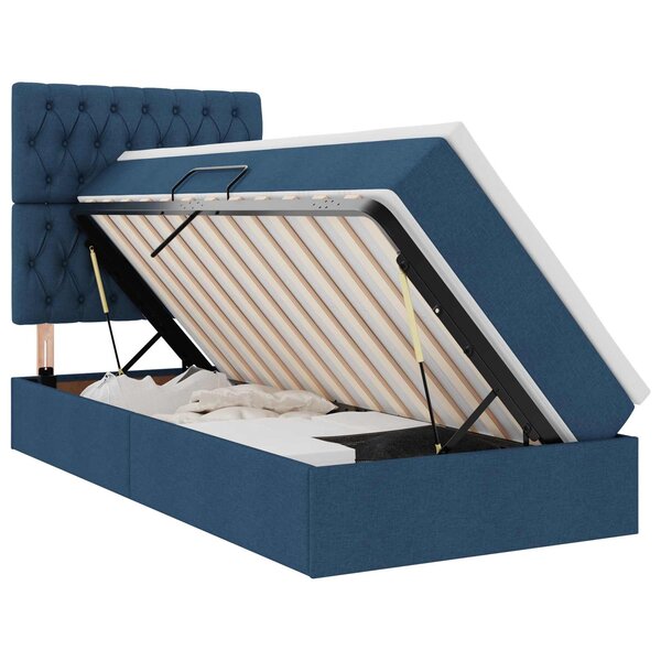 vidaXL Lit avec rangement et matelas Bleu 100 x 200 cm tissu