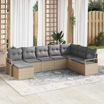 vidaXL Ensemble de canapé de jardin 8 Pièces Beige  Gris clair