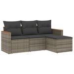vidaXL Salon de jardin 4 Pièces avec coussins gris résine tressée