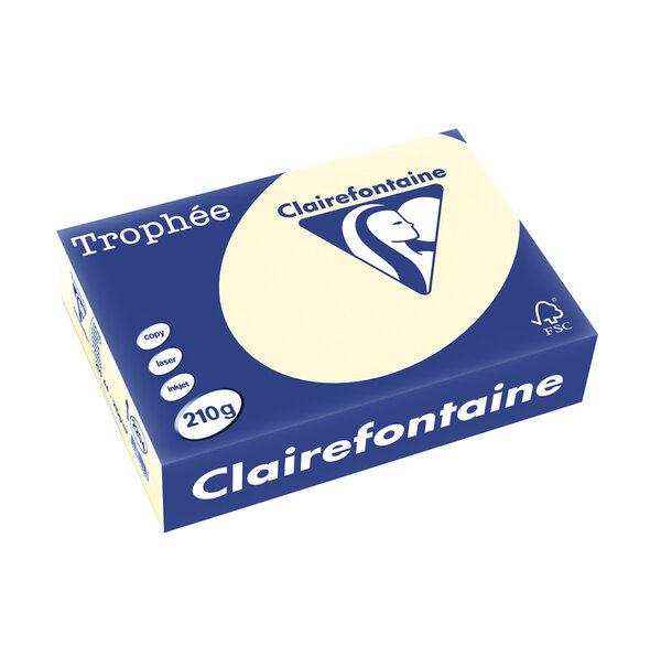 Ramette 250 Feuilles Papier 210g A4 210x297 mm Certifié FSC Ivoire TROPHÉE