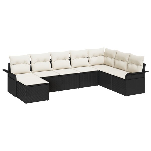 vidaXL Ensemble de Canapé de Jardin 8 Pièces avec Coussins Rattan Poly Noir