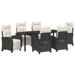 vidaXL Ensemble de jardin 7 pièces en rattan PE noir
