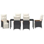 vidaXL Ensemble de Dînette de Jardin de 7 Pièces avec Coussins Noir Rotin Poly