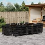vidaXL Ensemble à manger de jardin 15 Pièces coussins noir résine tressée