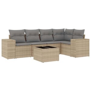 vidaXL Salon de jardin avec coussins 6 Pièces beige résine tressée
