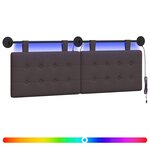 vidaXL Tête de lit suspendue Avec lumière LED Marron foncé Tissu
