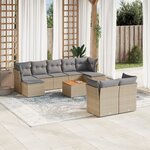vidaXL Salon de jardin et coussins 10 Pièces mélange beige résine tressée