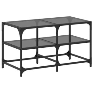 vidaXL Table basse avec dessus en verre noir 78 5x40x45 cm acier