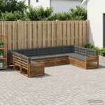 vidaXL Ensemble de canapés d'extérieur 9 pc Naturel et Anthracite