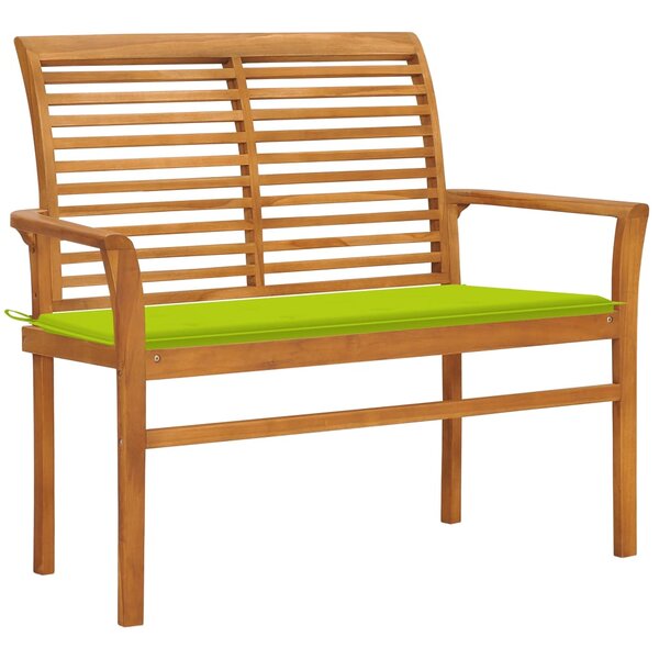 vidaXL Banc de jardin avec coussin vert vif 112 cm Bois de teck massif