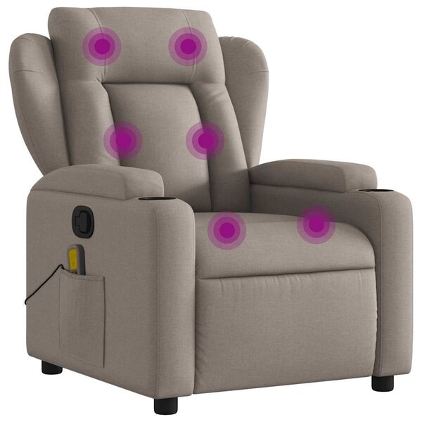 vidaXL Fauteuil inclinable de massage en tissu taupe