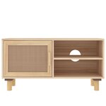 vidaXL Meuble TV Marron 80x30x40cm Bois de pin massif et rotin naturel