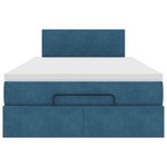vidaXL Lit ottoman avec matelas bleu foncé 120x190 cm velours