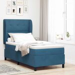 vidaXL Lit à ressorts avec matelas Bleu foncé 200 x 100 cm Velours