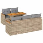 vidaXL Salon de jardin 6 Pièces avec coussins beige résine tressée acacia