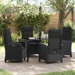 vidaXL Ensemble de salle à manger de jardin 5 pièces avec coussins en rattan poly noir