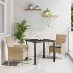 vidaXL Ensemble de salle à manger pour jardin 3 Pièces Beige Poly rotin