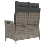 vidaXL Banc inclinable de jardin avec coussins gris résine tressée