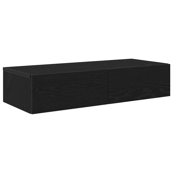vidaXL Étagère murale avec tiroirs noir 80x33x17 cm bois d'ingénierie