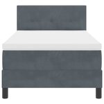 Lit à ressorts avec matelas et éclairage LED Gris foncé 90x190 cm Velours