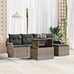 Set de canapé de jardin 6 pièces vidaXL avec coussins gris en rotin synthétique