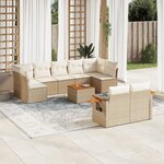vidaXL Salon de jardin avec coussins 10 Pièces beige résine tressée