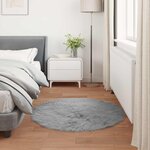 vidaXL Tapis en fausse Tafalla Gris Ø 100 cm Polyester